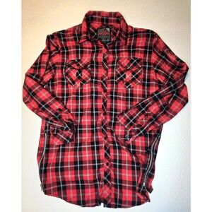 Bleecker & Mercer Red,Black, White Plaid Flannel Shirt - XL